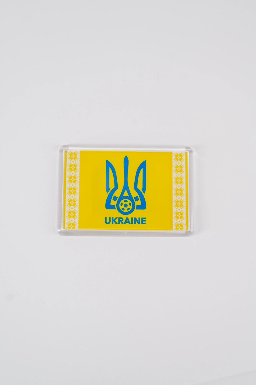 Магніт акриловий жовтий з орнаментом
